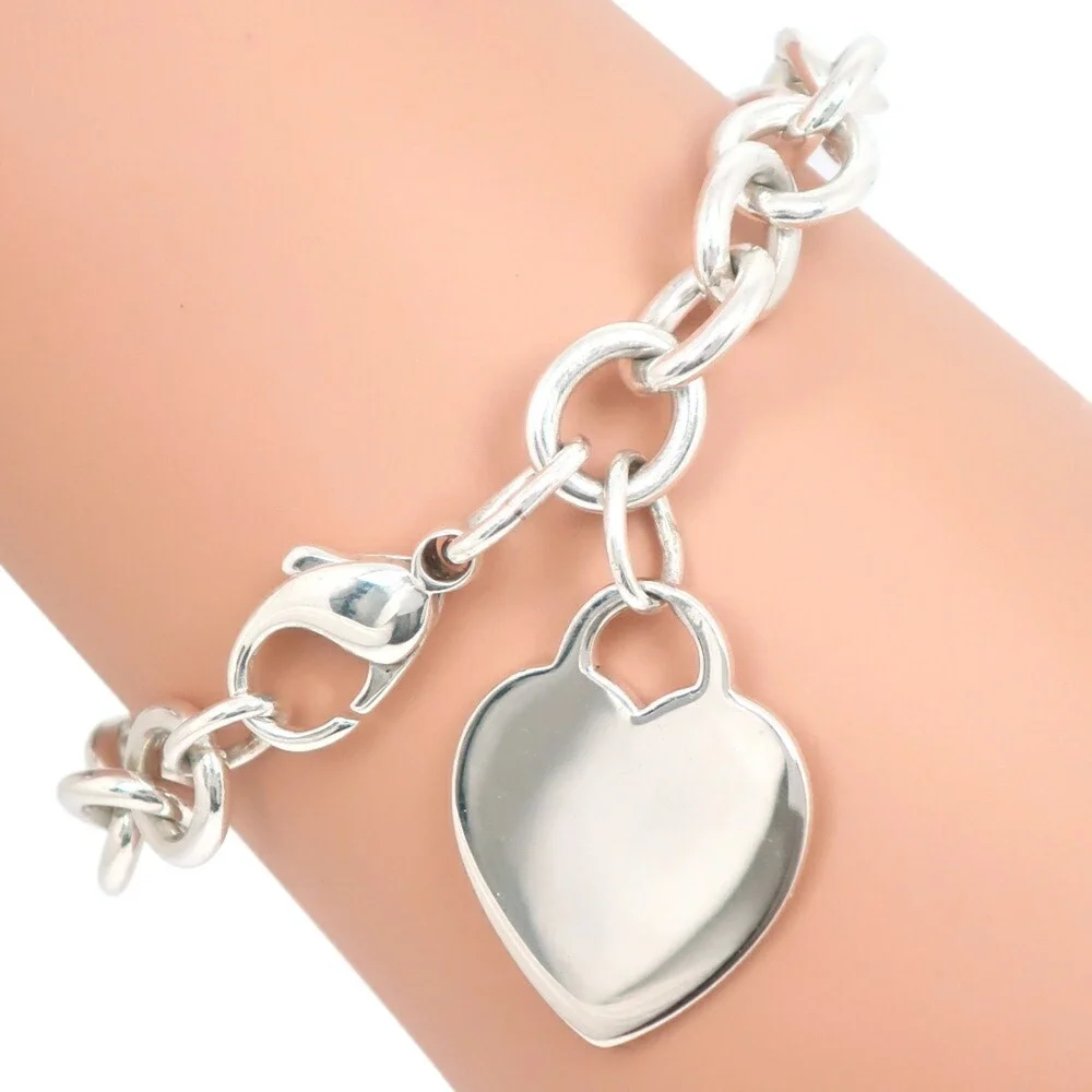 TIFFANY Silver Heart Charm Bracelet